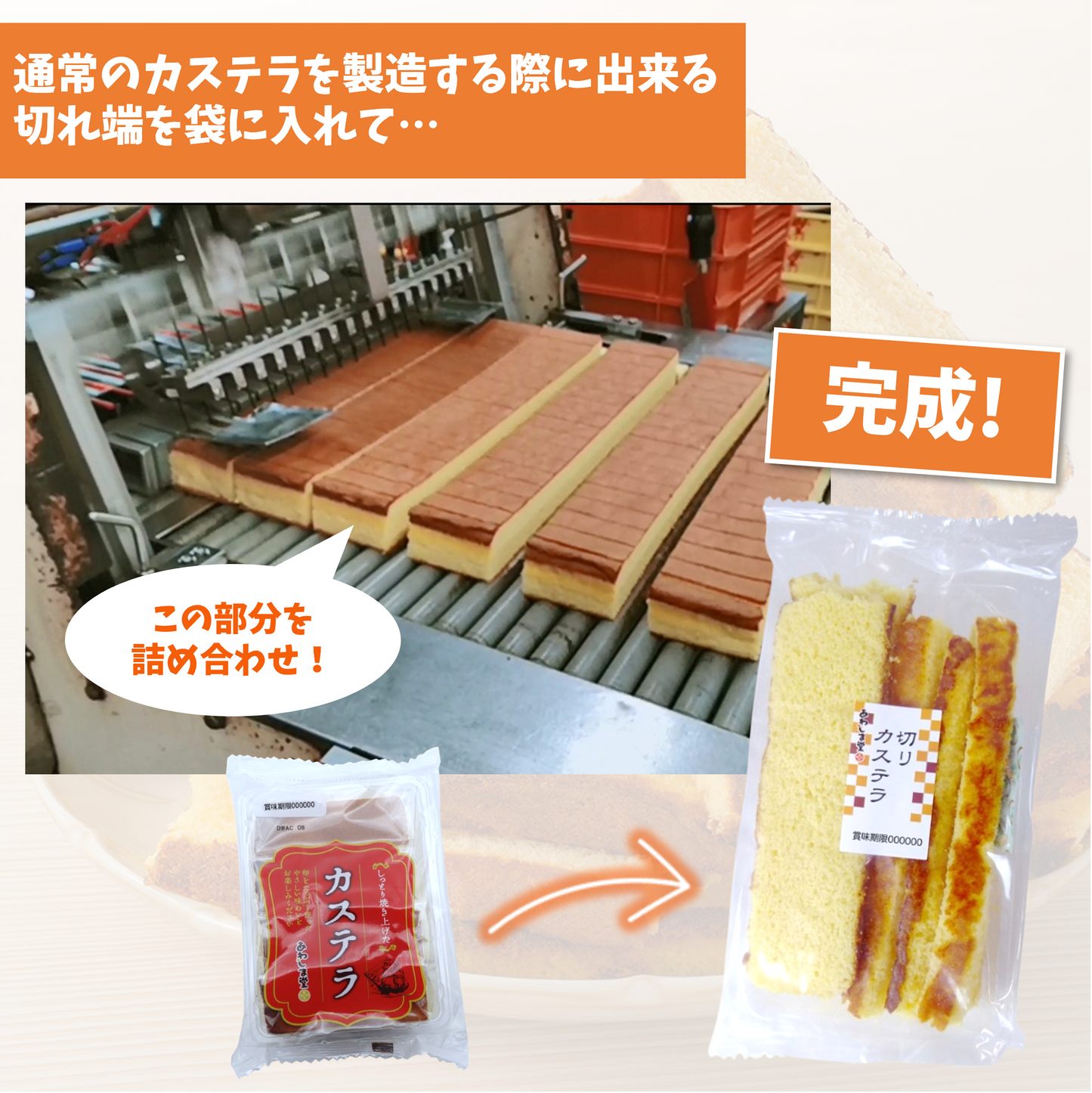 訳あり!切りカステラ180g×5個入