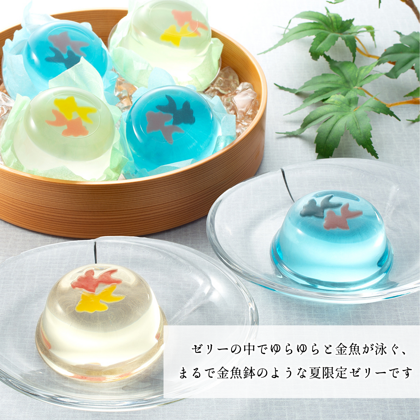 竹かご入り金魚ゼリー6個【まるで金魚鉢のような夏限定ゼリー】